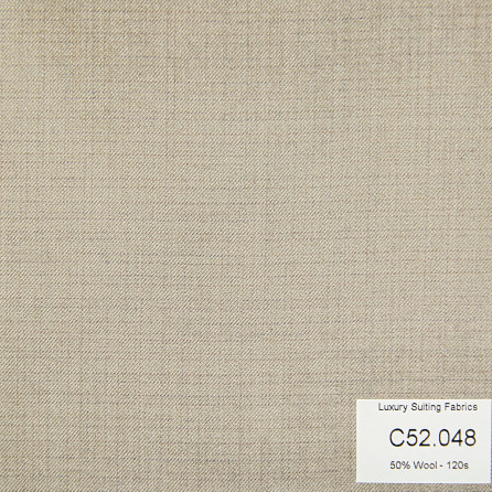 C52.048 Kevinlli V3 - Vải Suit 50% Wool - Xám Trơn